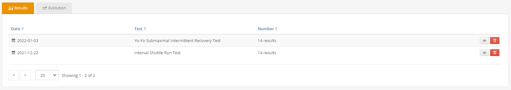 Overview of exercise tests in Topsportslab platform Overview of exercise tests in Topsportslab platform